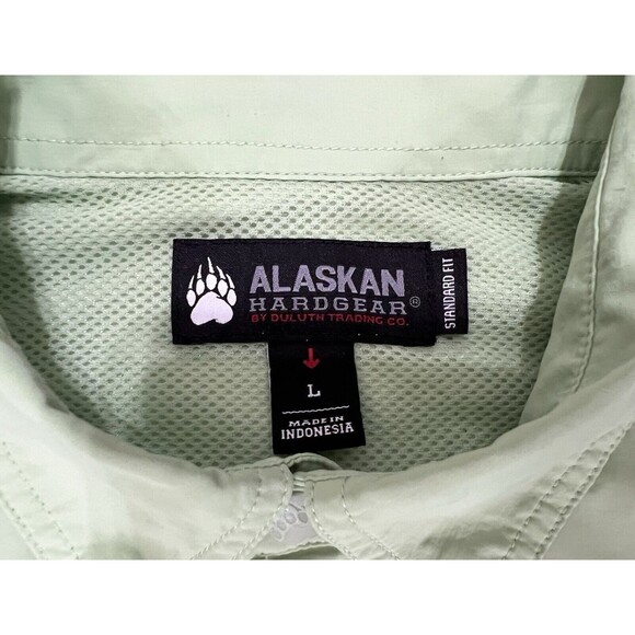 Alaskan Hardgear AKHG Button Shirt Men’s L Green Snap Front Long Sleeve Fishing - Picture 3 of 11
